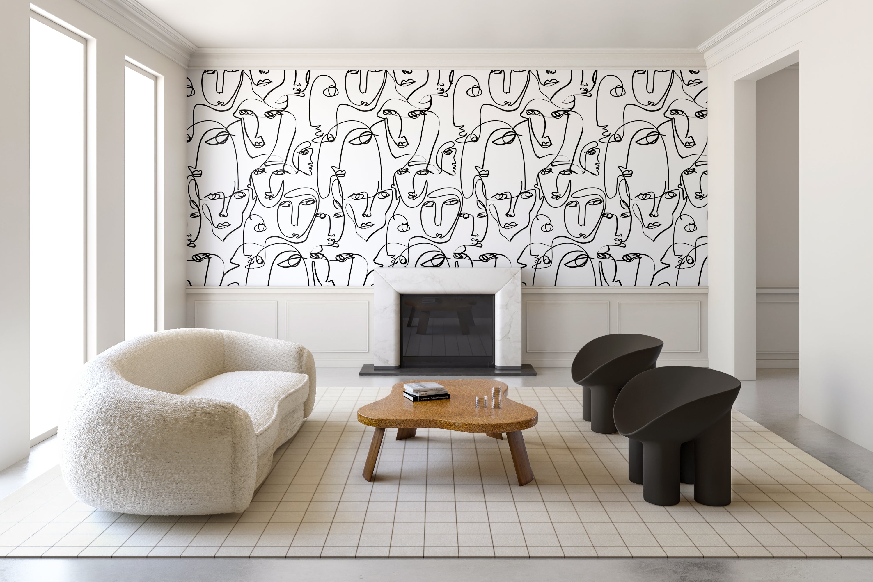 Contemporary wallpaper - DIMENSION - Eco - geometric / white / black