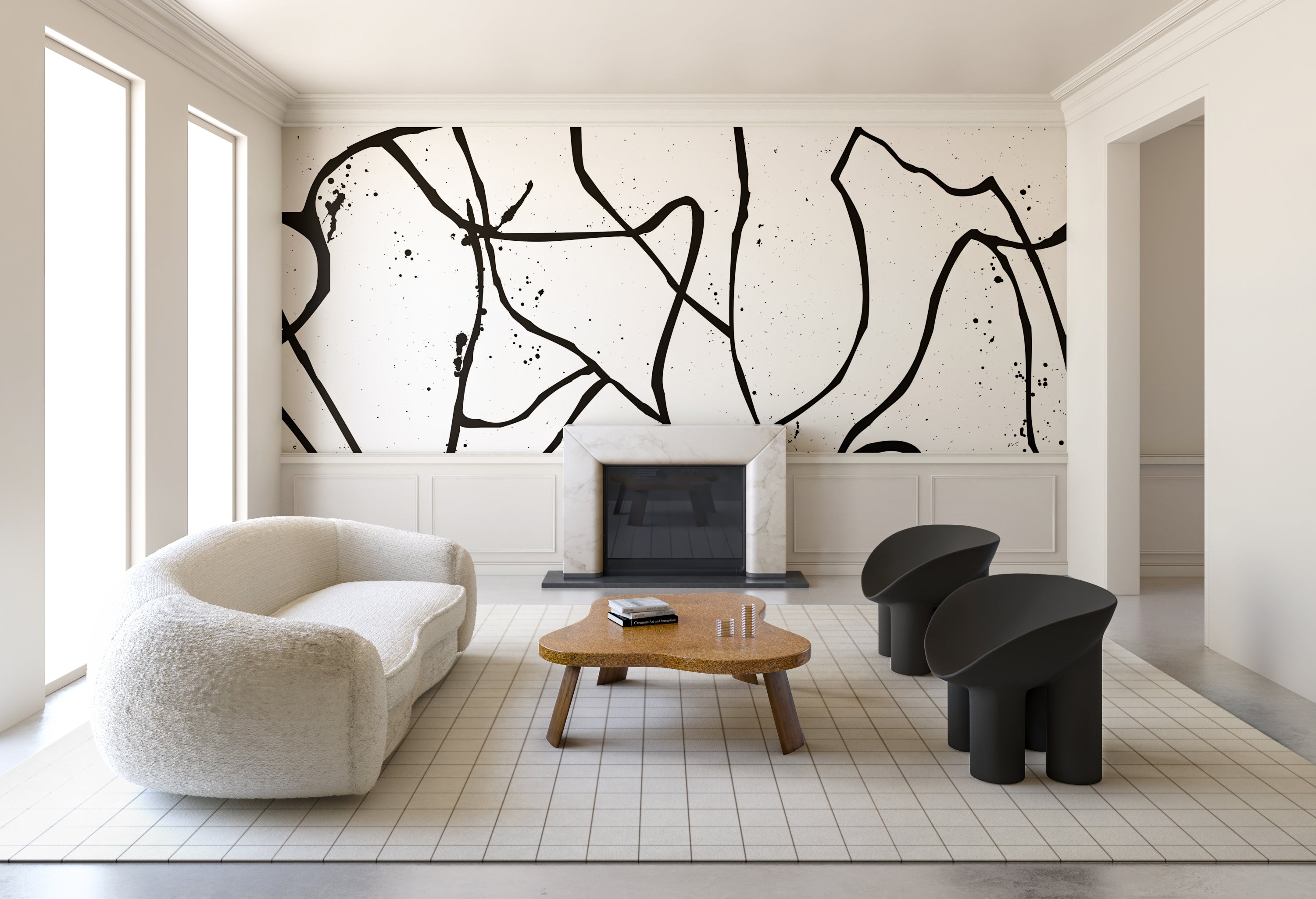 Black Geometric Pattern Modern Wallpaper Removable Wallpaper - Etsy